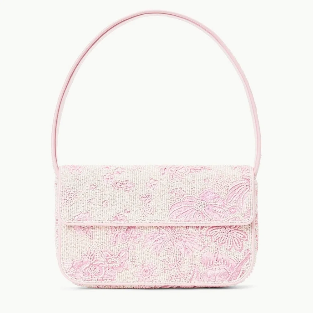 Staud TOMMY BEADED BAG IVORY CHERRY BLOSSOM TOILE - Picture 2 of 11